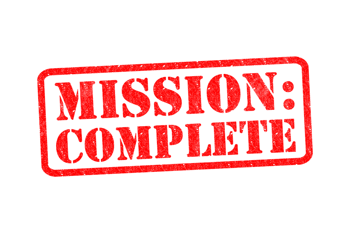 Mission complete screen